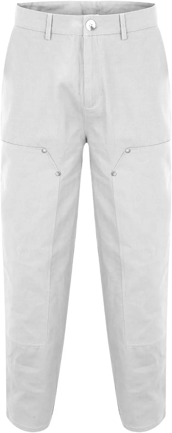 Men's Fleece Cargo Sweatpants Straight Leg Button Fly Joggers Sweatpants Loose Fit Tech Athletic Workout Gym Pants