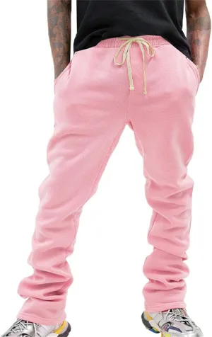 Men's Fleece Jogger Men's Drawstring Sweatpants Drawstring Long Pants Solid Color Vintage Slim Men's Casual Slim
