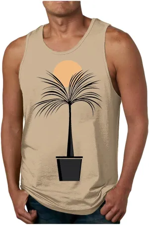 Men's Hawaiian Beach Tank Top Tropical Palm Tree Print Sleeveless Summer Muscle Gym Shirts Graphic Vacation Workout Tees