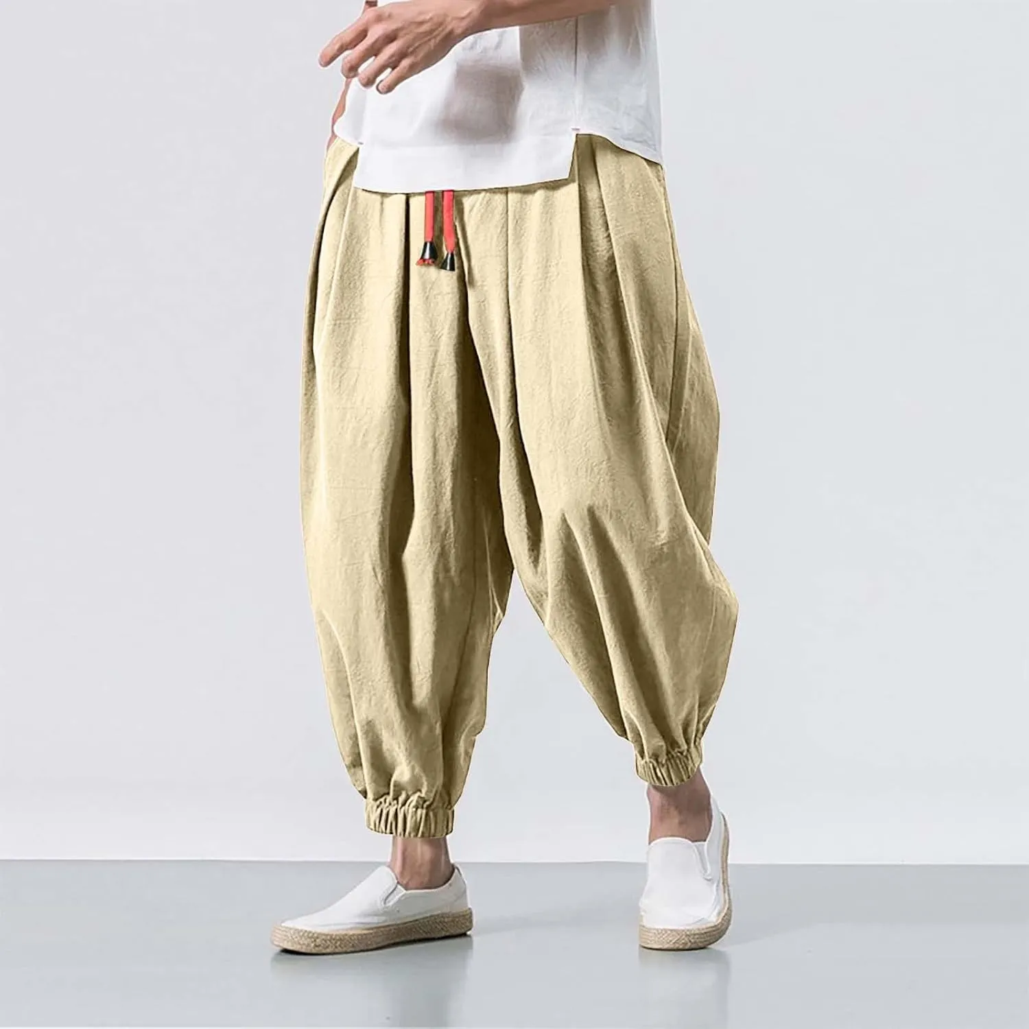 Men's Joggers Loose Joggers Sweatpants with Pockets Solid Color Sport Lounge Pant Comfort Soft Jogging Bottoms