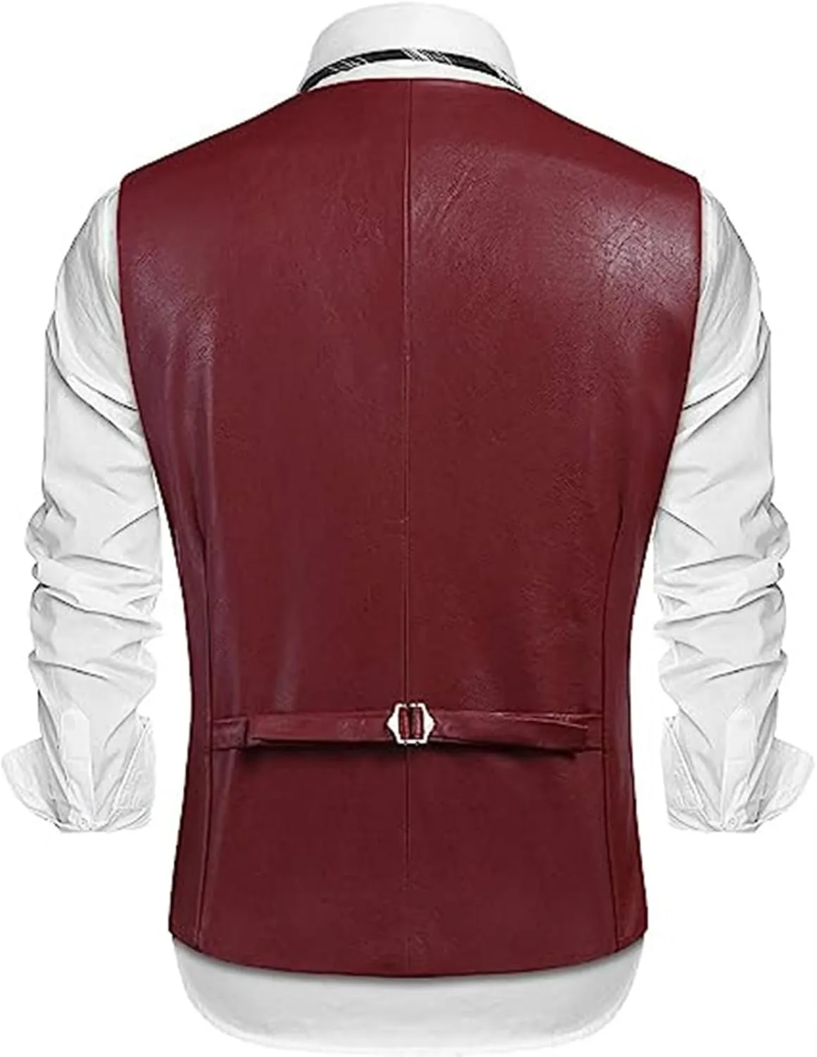 Mens Leather Vest Casual Single Breasted Western Suit Vest Jacket Lightweight V-Neck Wedding Party Dress Waistcoat