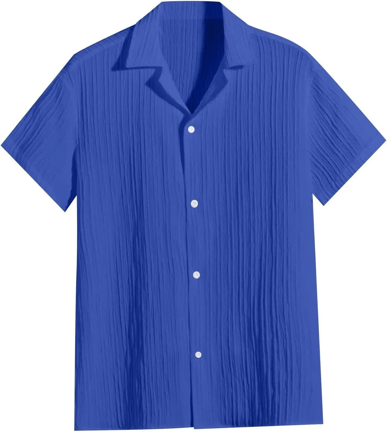 Mens Linen Button-Down Shirts Casual Loose Striped Jacquard Long Sleeve Beach Shirt