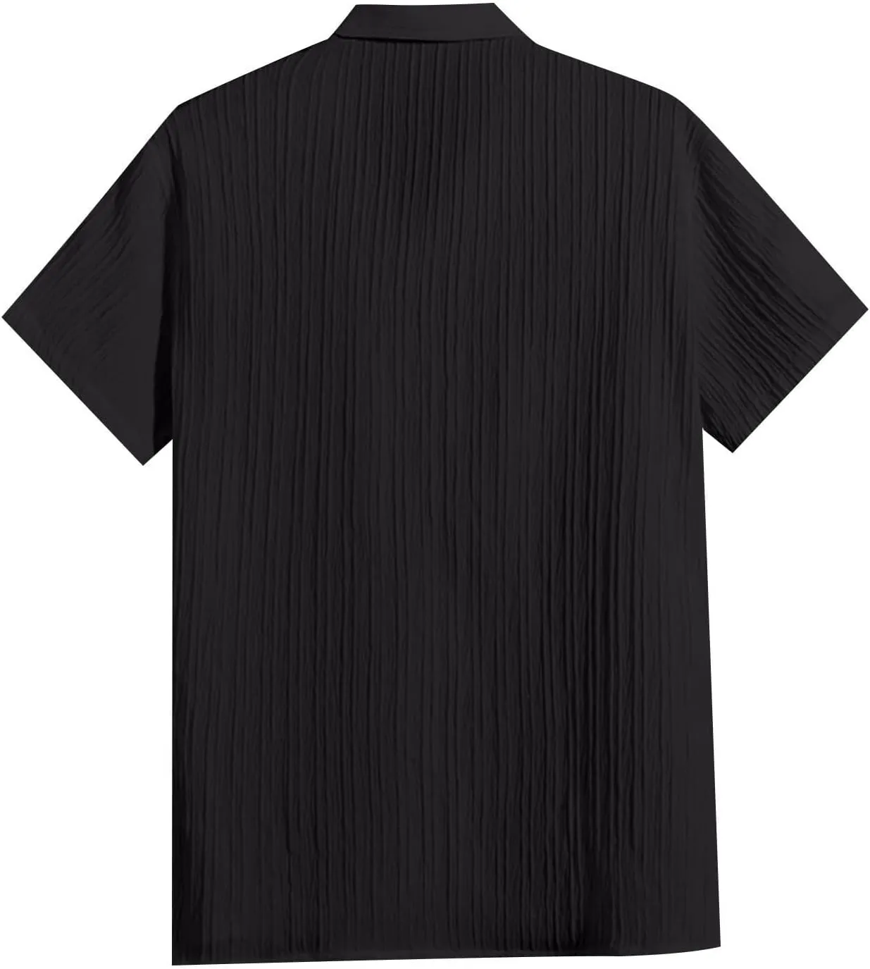 Mens Linen Button-Down Shirts Casual Loose Striped Jacquard Long Sleeve Beach Shirt