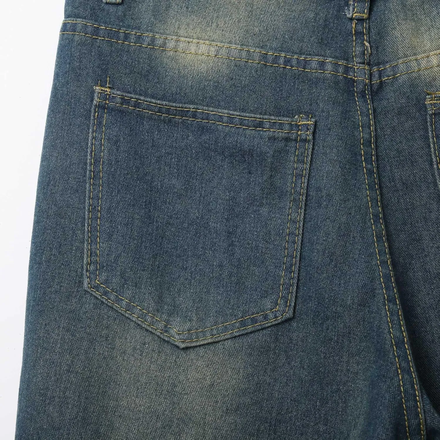 Men's Loose Y2K Hip Hop Mid Jean Shorts Baggy Denim Shorts with Pockets Skateboard Streetwear Clothes