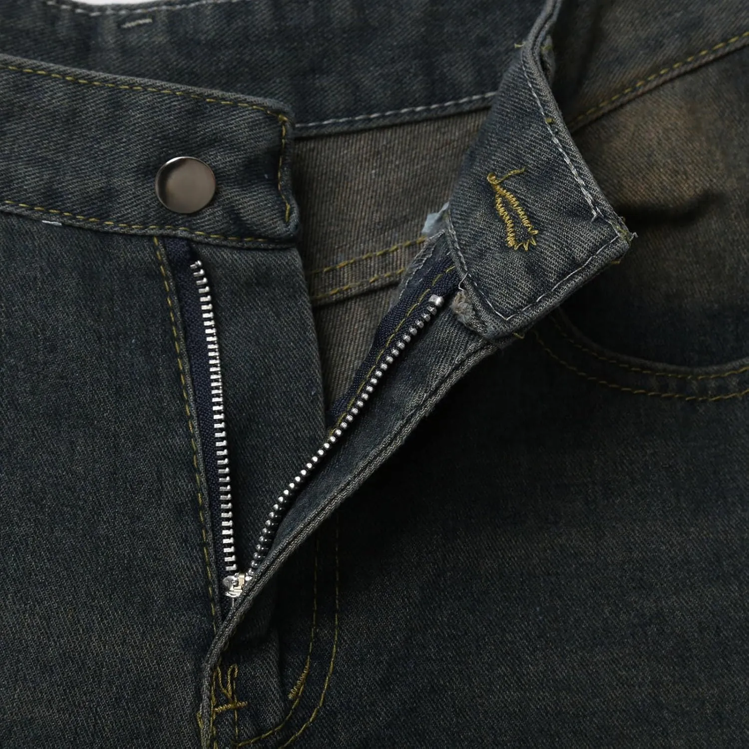 Men's Loose Y2K Hip Hop Mid Jean Shorts Baggy Denim Shorts with Pockets Skateboard Streetwear Clothes