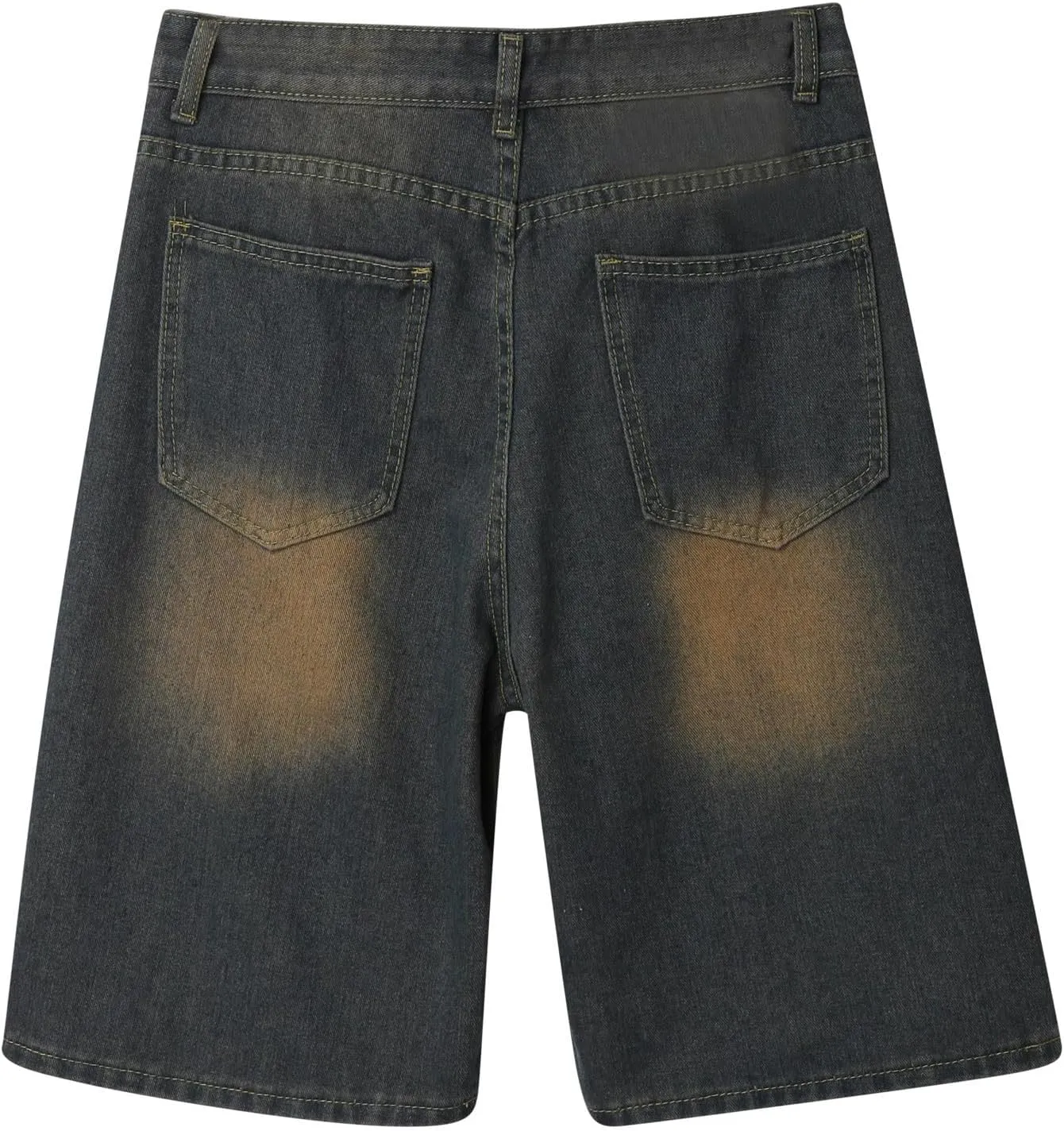 Men's Loose Y2K Hip Hop Mid Jean Shorts Baggy Denim Shorts with Pockets Skateboard Streetwear Clothes