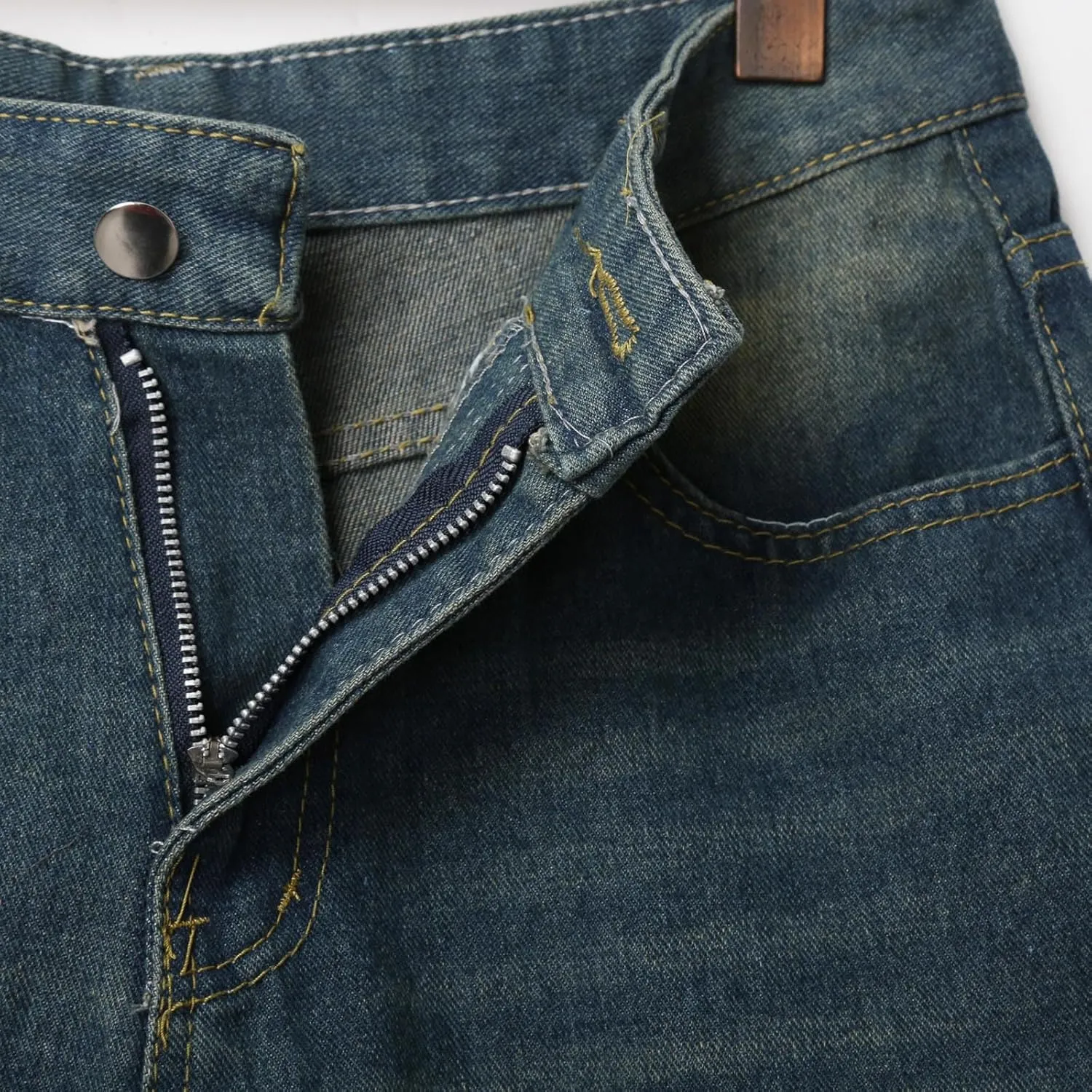 Men's Loose Y2K Hip Hop Mid Jean Shorts Baggy Denim Shorts with Pockets Skateboard Streetwear Clothes