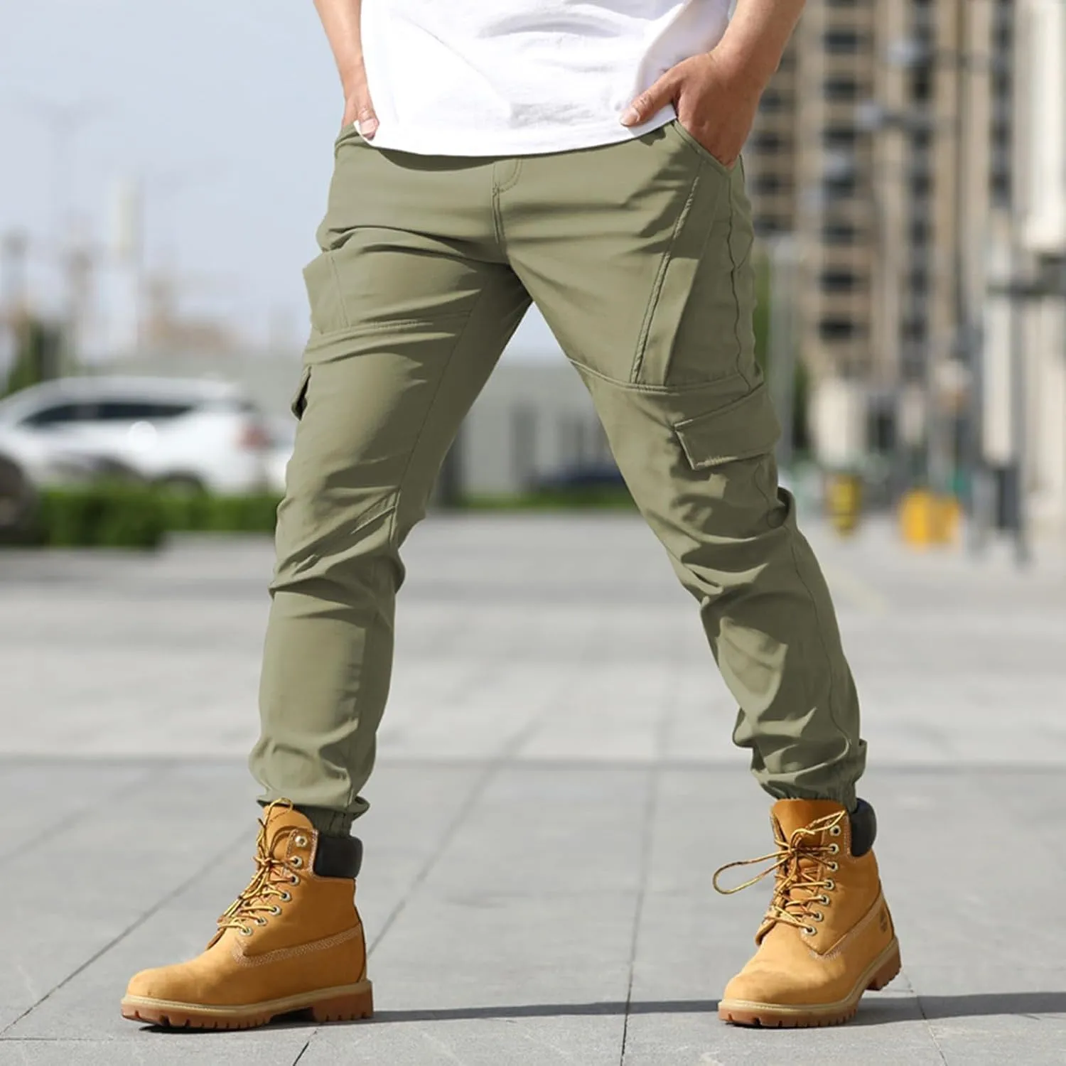 Men's Multi-Pocket Work Pants Sport Outdoor Multi-Bag Casual Fit Pants