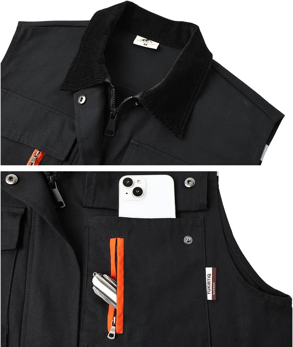 Mens Outdoor Travel Vest Reflective Summer Multi-Pockets Sleeveless Jackets Cargo Safari Fishing Vests