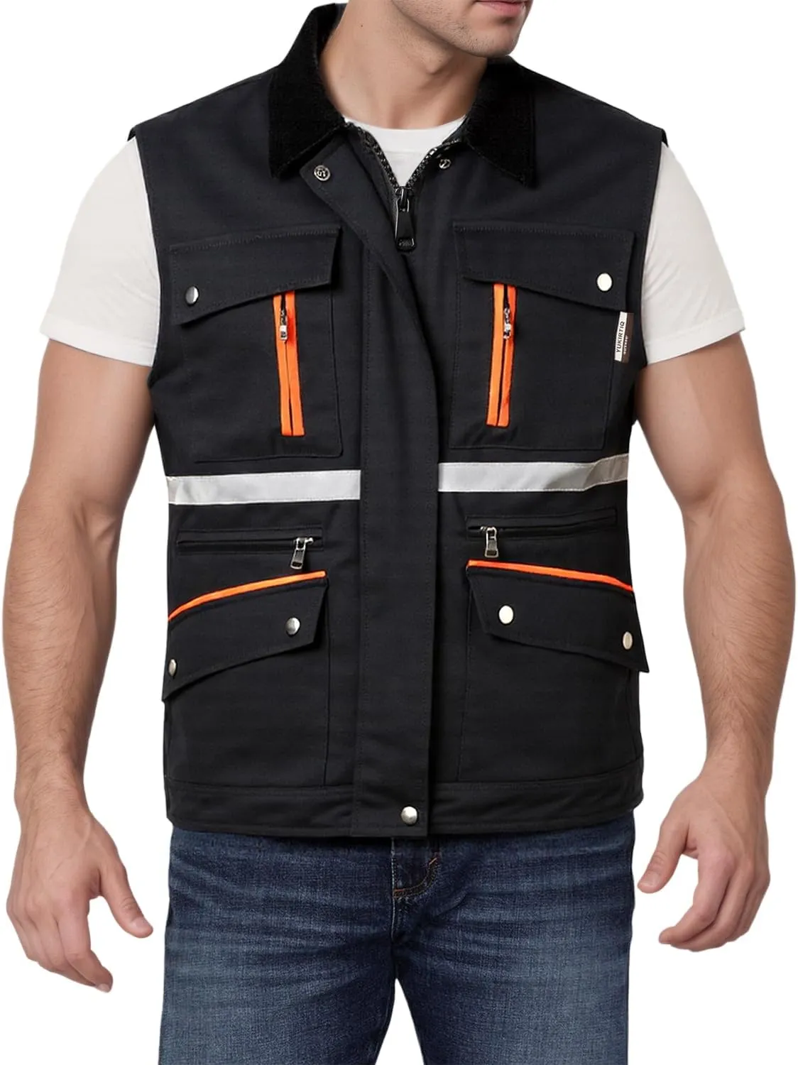 Mens Outdoor Travel Vest Reflective Summer Multi-Pockets Sleeveless Jackets Cargo Safari Fishing Vests