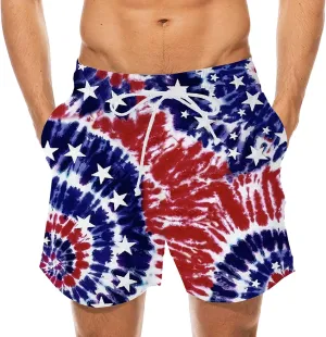 Mens Patriotic Graphic Shorts Independence Day Drawstring Elastic Waisted Casual Capris Combat Lightweight Drying Sportwear