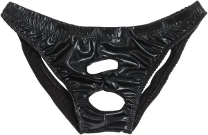Men's PVC Leather Wet Look Jockstrap Bikinis Front Hole Briefs Underwear Underpants
