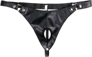 Men's PVC Leather Wet Look Jockstrap Bikinis Front Hole Briefs Underwear Underpants