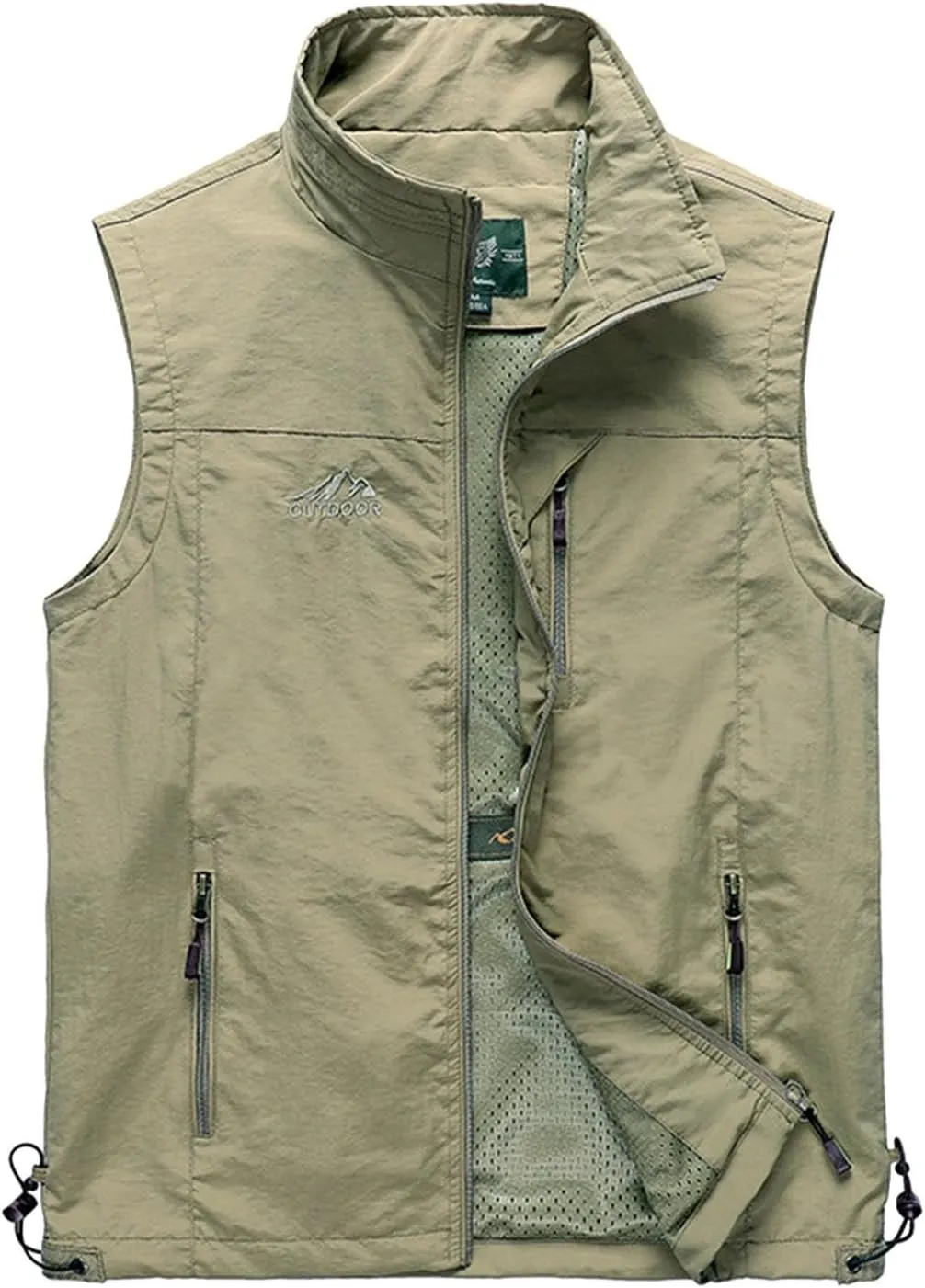 Mens Running Vest Lightweight Windproof Softshell Sleeveless Jacket Outdoor Hiking Fishing Vest with Zip Pockets