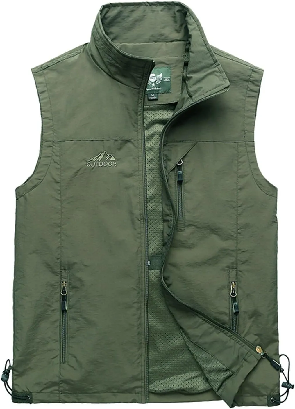 Mens Running Vest Lightweight Windproof Softshell Sleeveless Jacket Outdoor Hiking Fishing Vest with Zip Pockets