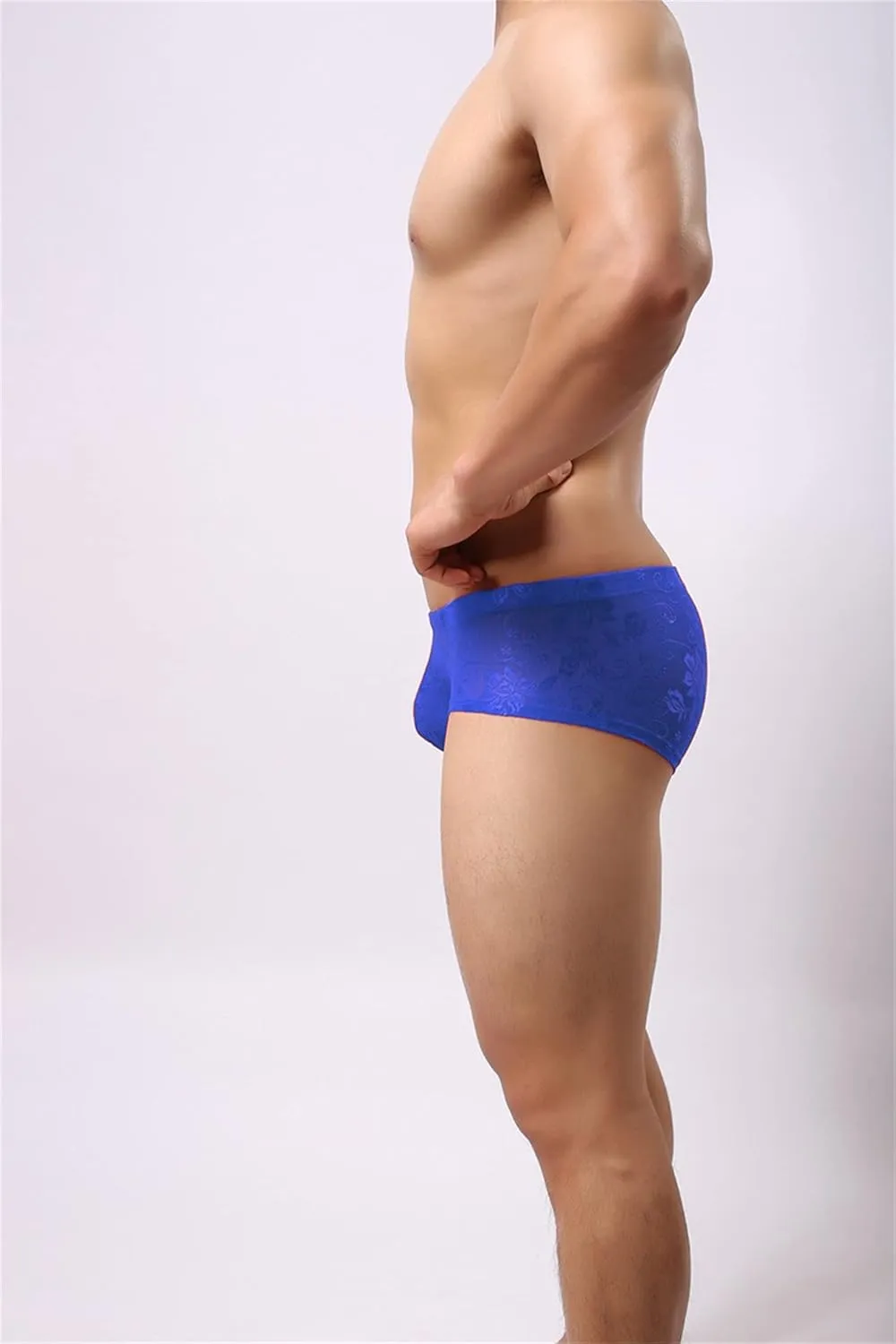 Men's Sexy Lace Boxer Briefs Sissy See-Through Underwear Thongs Panties Low Rise Breathable Soft Bikinis Underpants