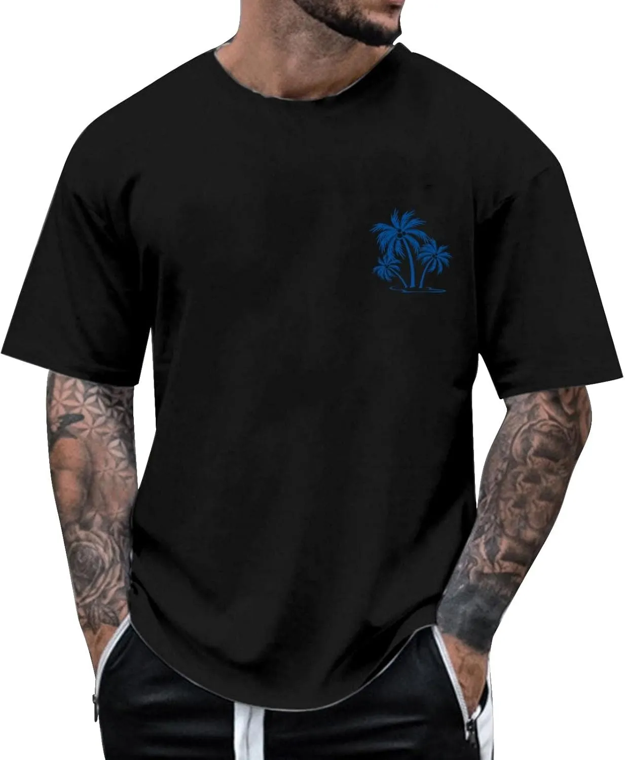 Men's Shirts Crew Neck Breathable Printed Outdoor Classic Fit Athletic Tees True Comfort Stylish Tops