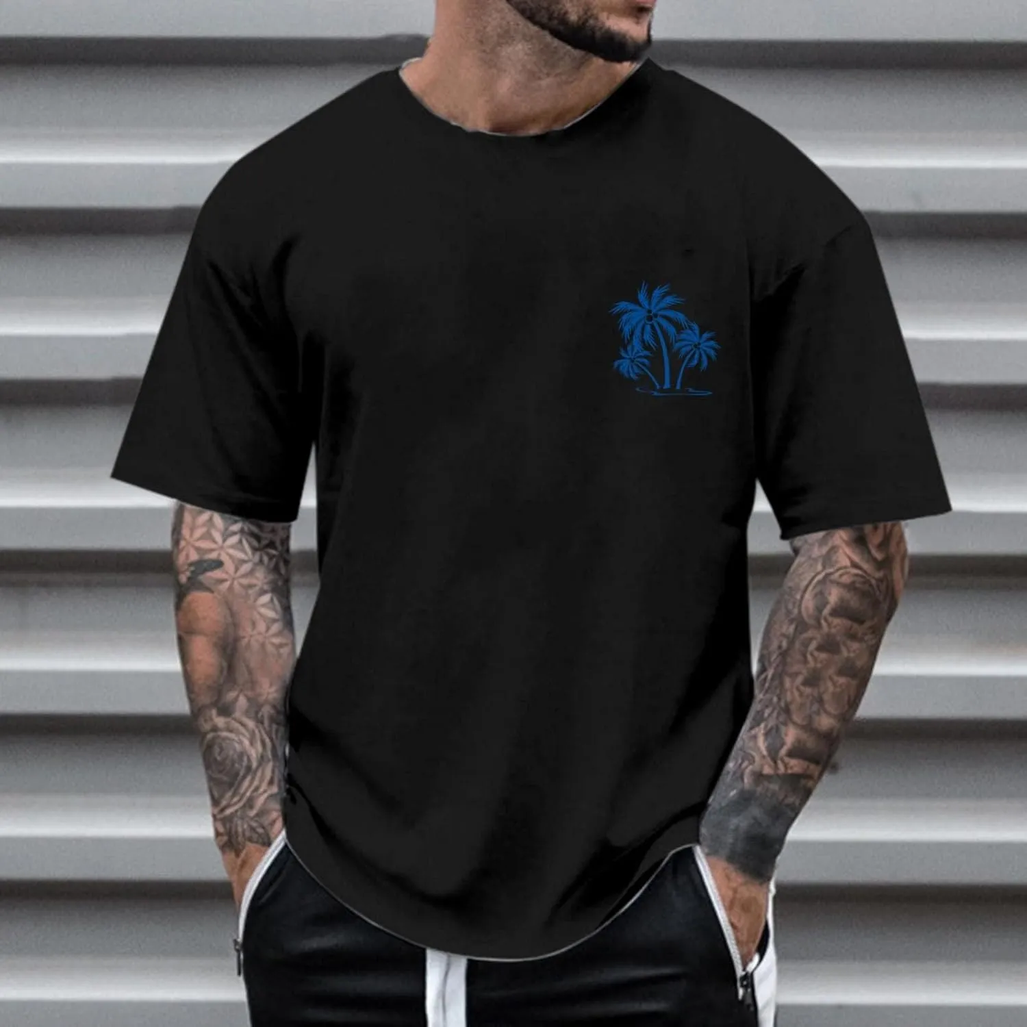 Men's Shirts Crew Neck Breathable Printed Outdoor Classic Fit Athletic Tees True Comfort Stylish Tops