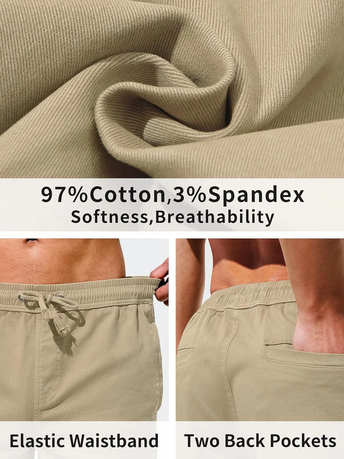 Mens Shorts Casual Shorts Cotton Drawstring Summer Beach Stretch Twill Chino Golf Shorts