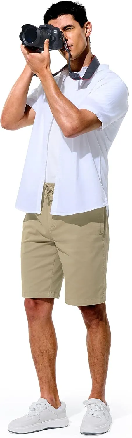 Mens Shorts Casual Shorts Cotton Drawstring Summer Beach Stretch Twill Chino Golf Shorts