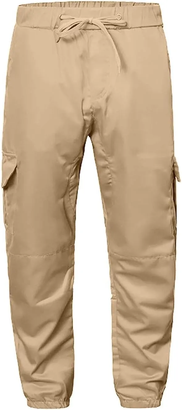 Mens Slim Fit Cargo Sweatpants with Pockets Workout Gym Lightweight Sweat Pants Elastic Waist Sweat Pants Trouser