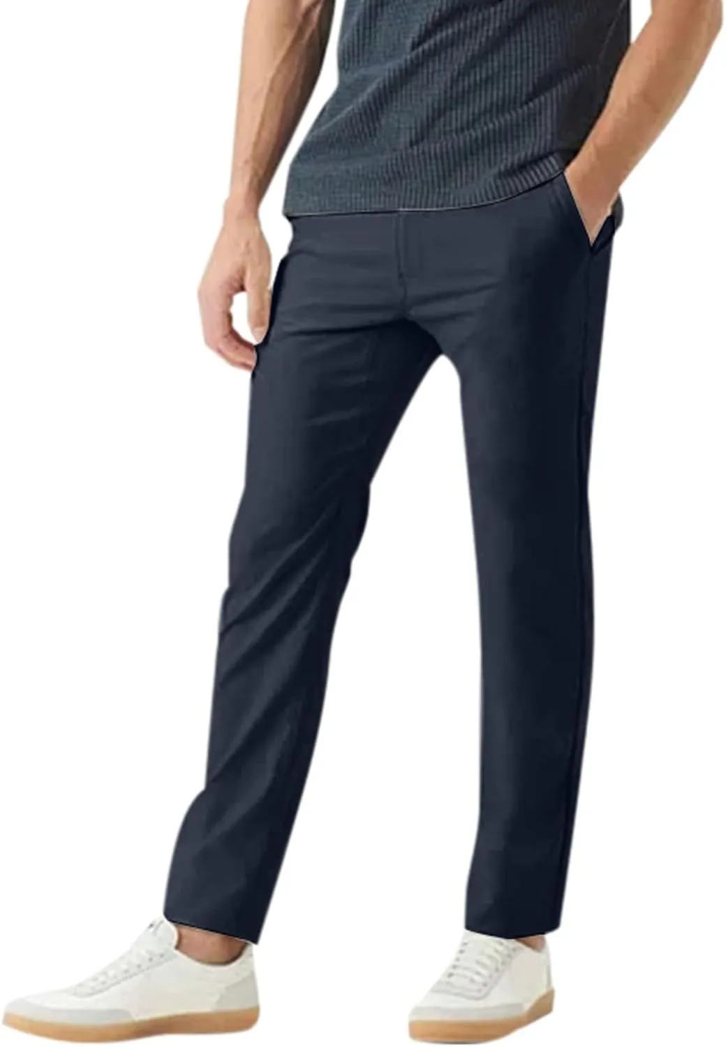 Mens Slim Fit Stretch Formal Pants Casual Business Flat-Front Dress Pants Big and Tall Wrinkle Free Golf Chinos Pant