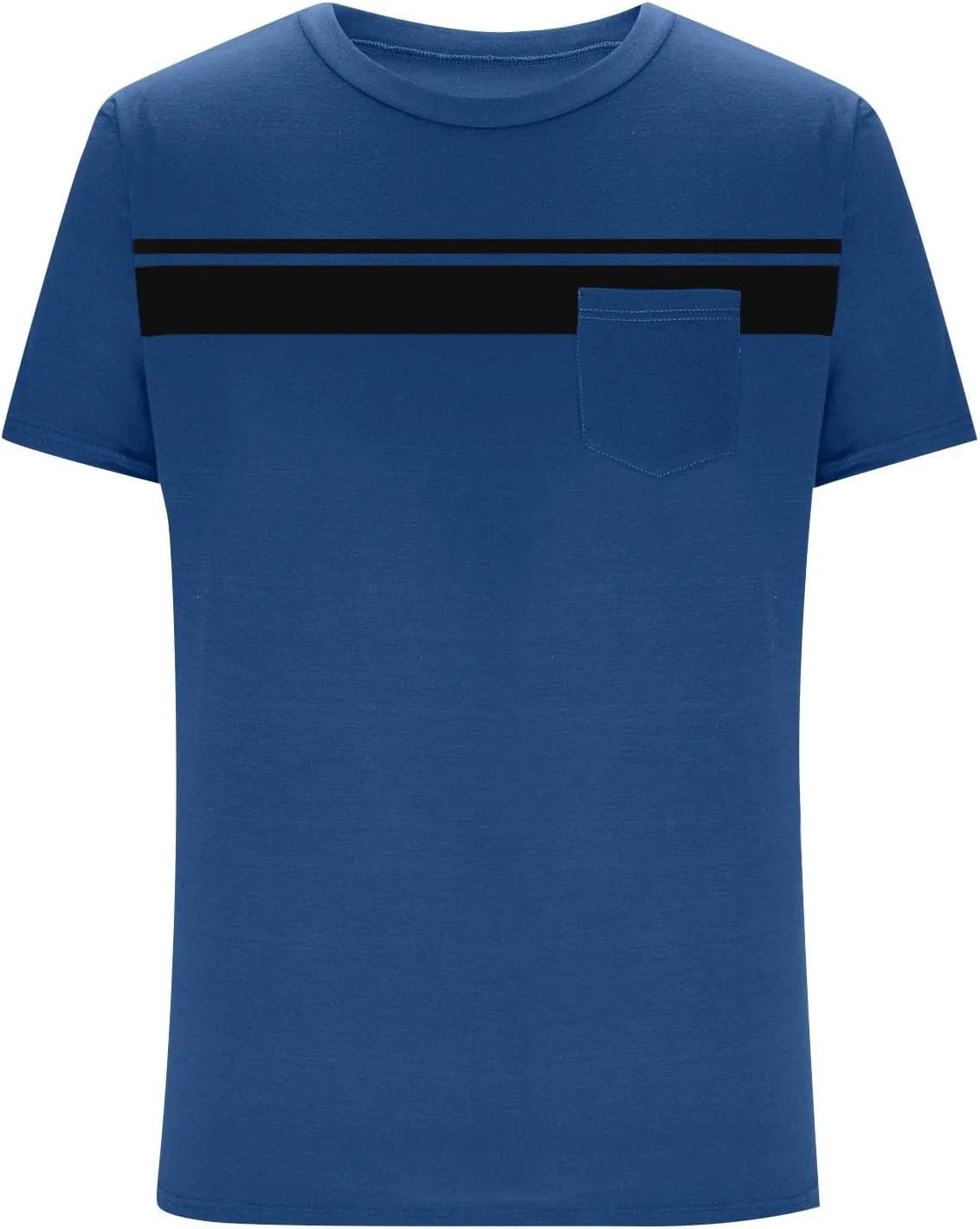 Mens Striped Color Block T-Shirt Short Sleeve Casual Crew Neck Summer Athletic Tee Shirts Pullover Top with Pocket