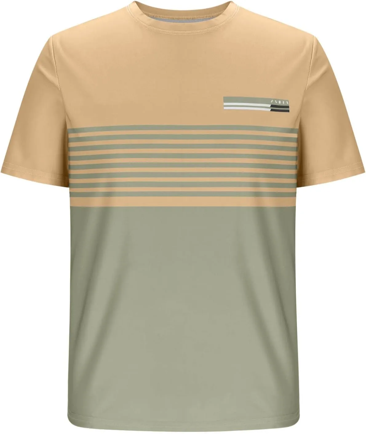 Men's Striped Printed Pullover Short Sleeve Summer T-Shirt Color Matching Shirts Business Casual Top for Men