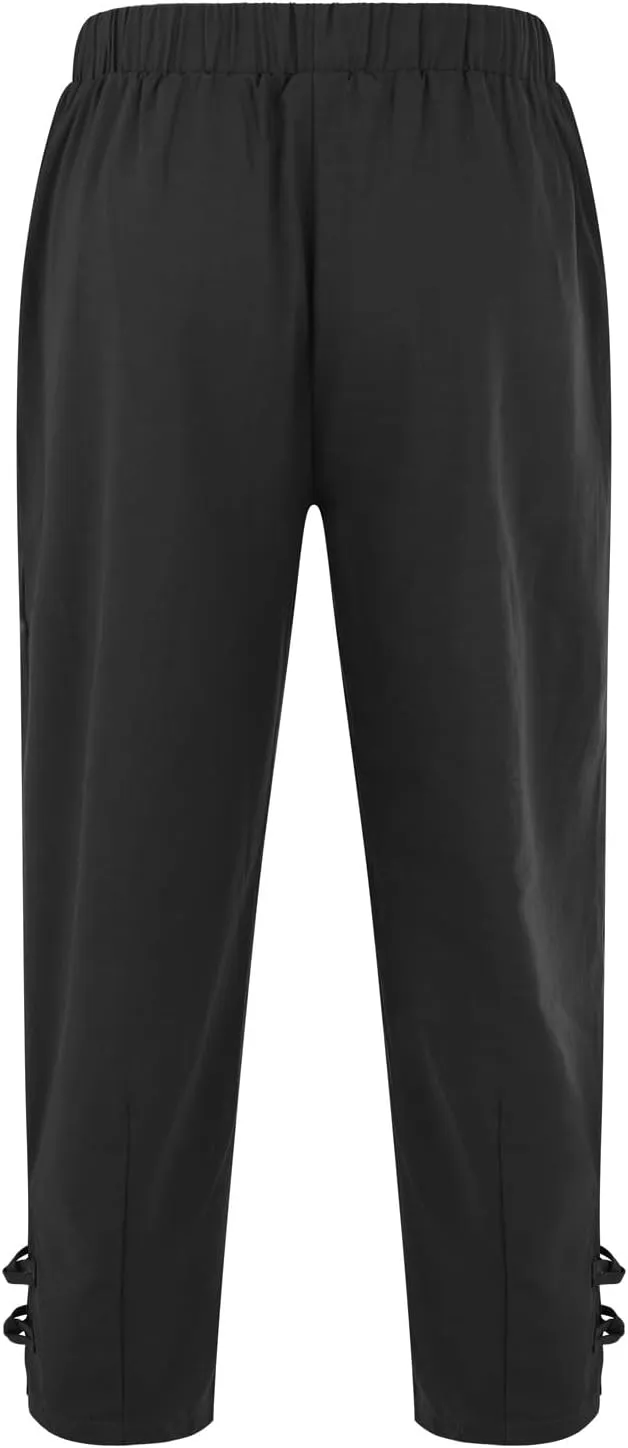 Mens Summer Capri Pants Cotton & Linen Cargo Hiking Casual Loose Cropped Pants Summer Lightweight Quick Drying Trousers 2024