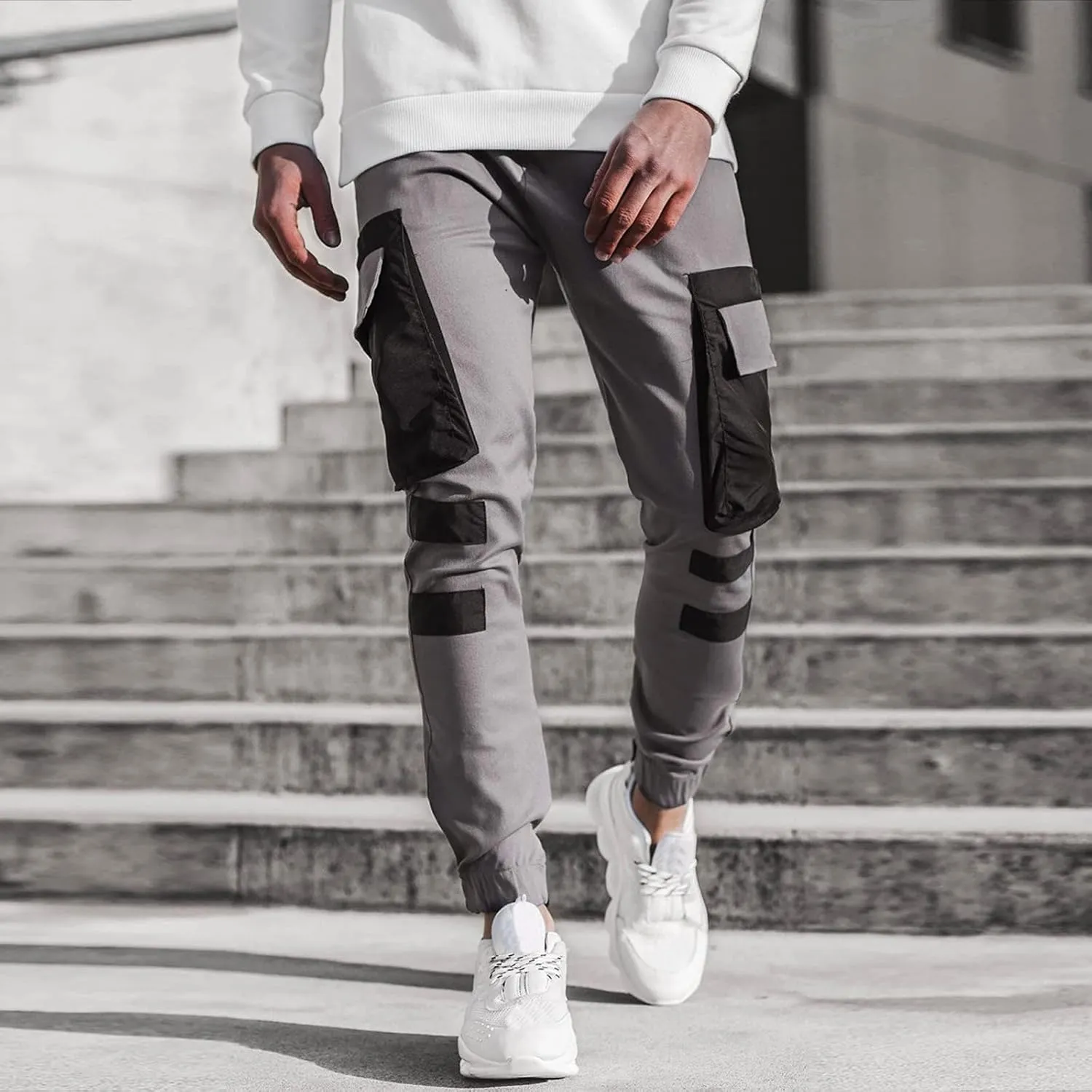 Mens Workout Cargo Sweatpants Pant Men Pants Hiking Athletic Mens Cargo Pants Outdoor Hiking Trouser Multi Pockets