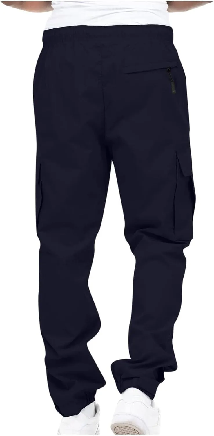 Mens Workout Cargo Sweatpants Pants Men's Sweatpants Slim Fit Tapered Gym Running Workout Pants Athletic Drawstring