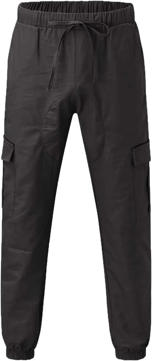 Mens Workout Cargo Sweatpants Pro-Active Performance Fleece Cargo Sweatpants Relax Fit Bungee Cord Open Bottom Mens