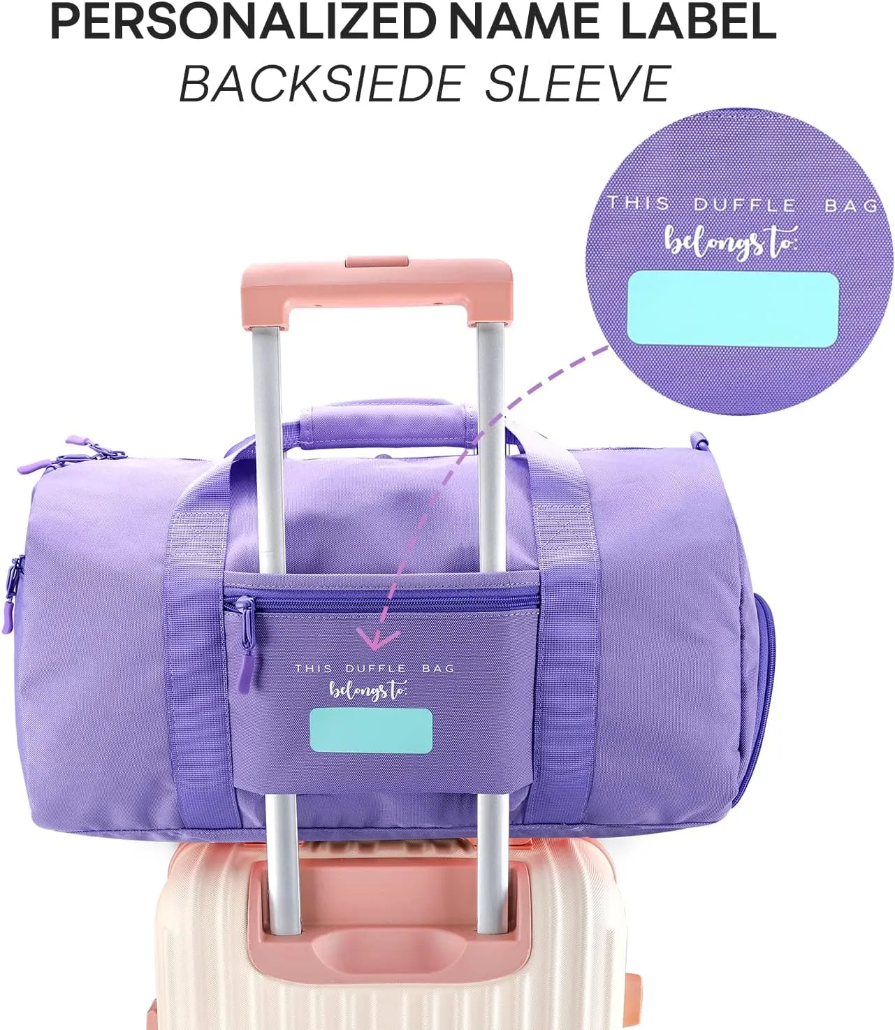 mibasies Dance Bag for Girls Duffle Bag Kids Overnight Travel Sleepover Bags Sport Gym Bag with Shoes Compartment(Mermaid Purple)