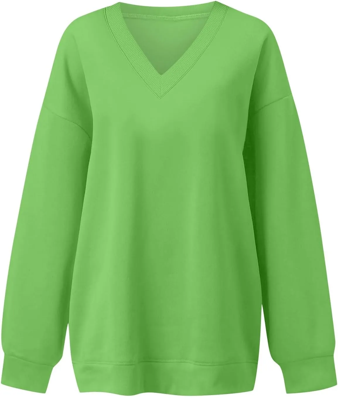 midelxp Womens Oversized V Neck Sweatshirt Trendy Casual Winter Fleece Pullover Sweaters Cute Preppy Long Sleeve Sweat Shirts