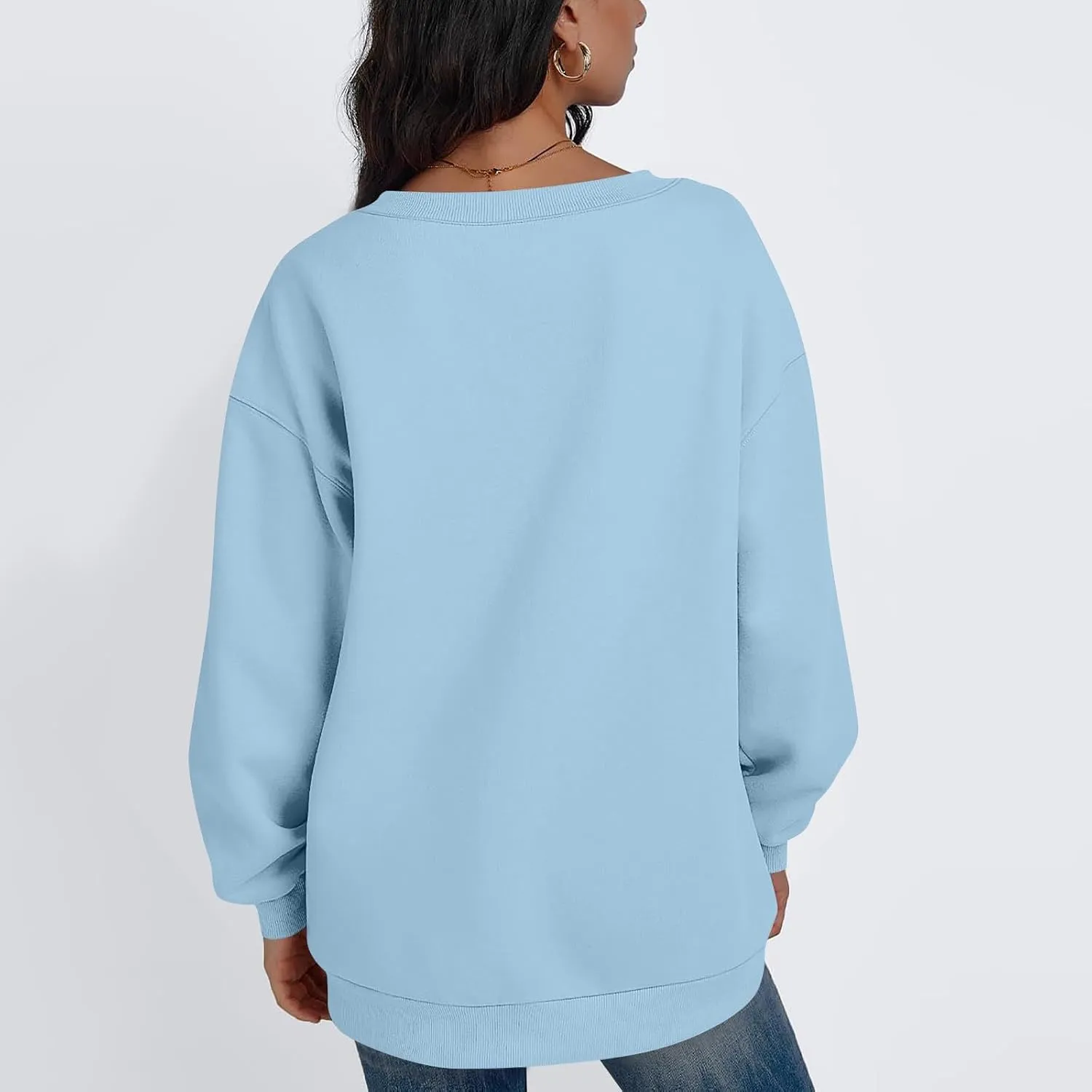 midelxp Womens Oversized V Neck Sweatshirt Trendy Casual Winter Fleece Pullover Sweaters Cute Preppy Long Sleeve Sweat Shirts