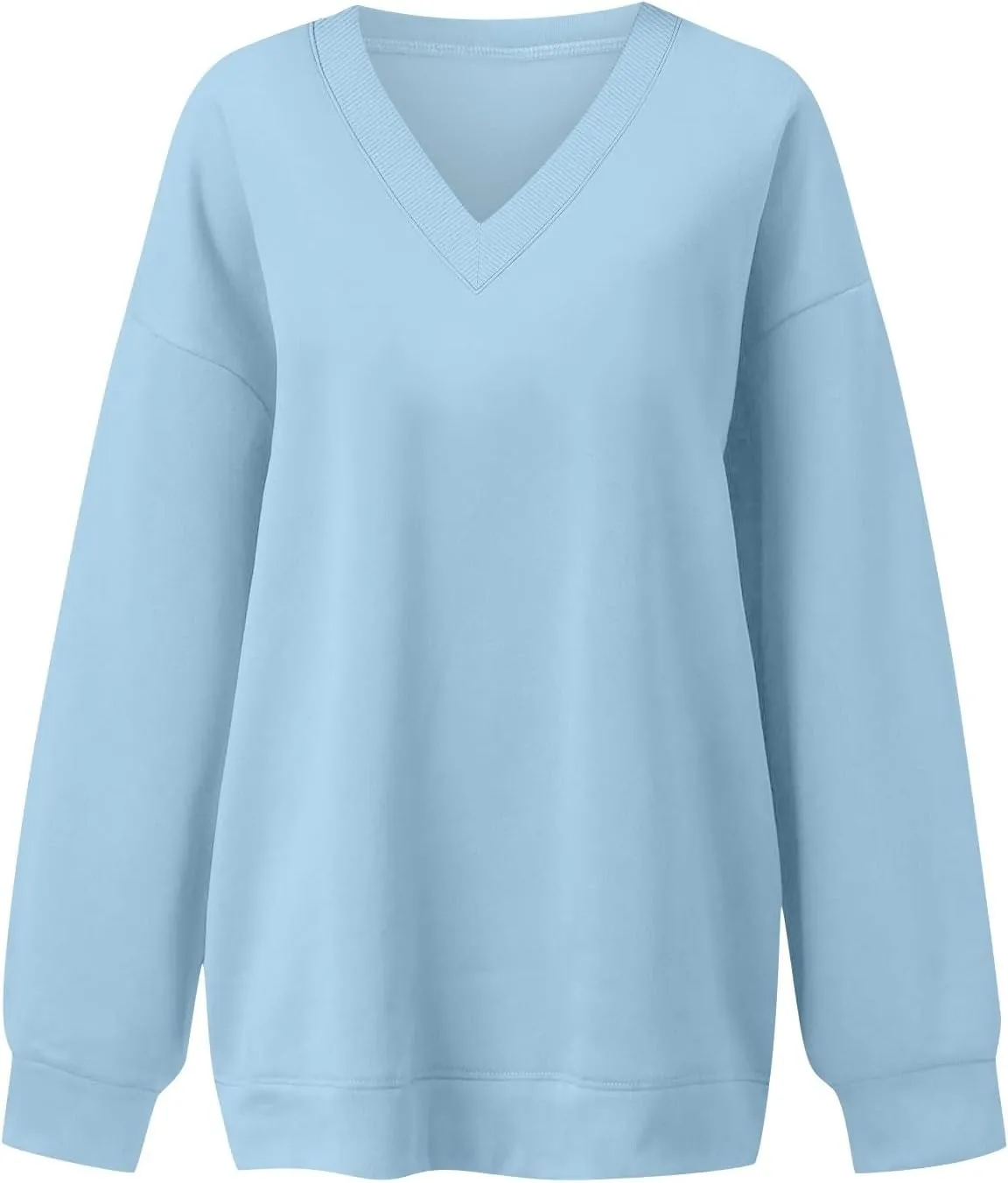 midelxp Womens Oversized V Neck Sweatshirt Trendy Casual Winter Fleece Pullover Sweaters Cute Preppy Long Sleeve Sweat Shirts