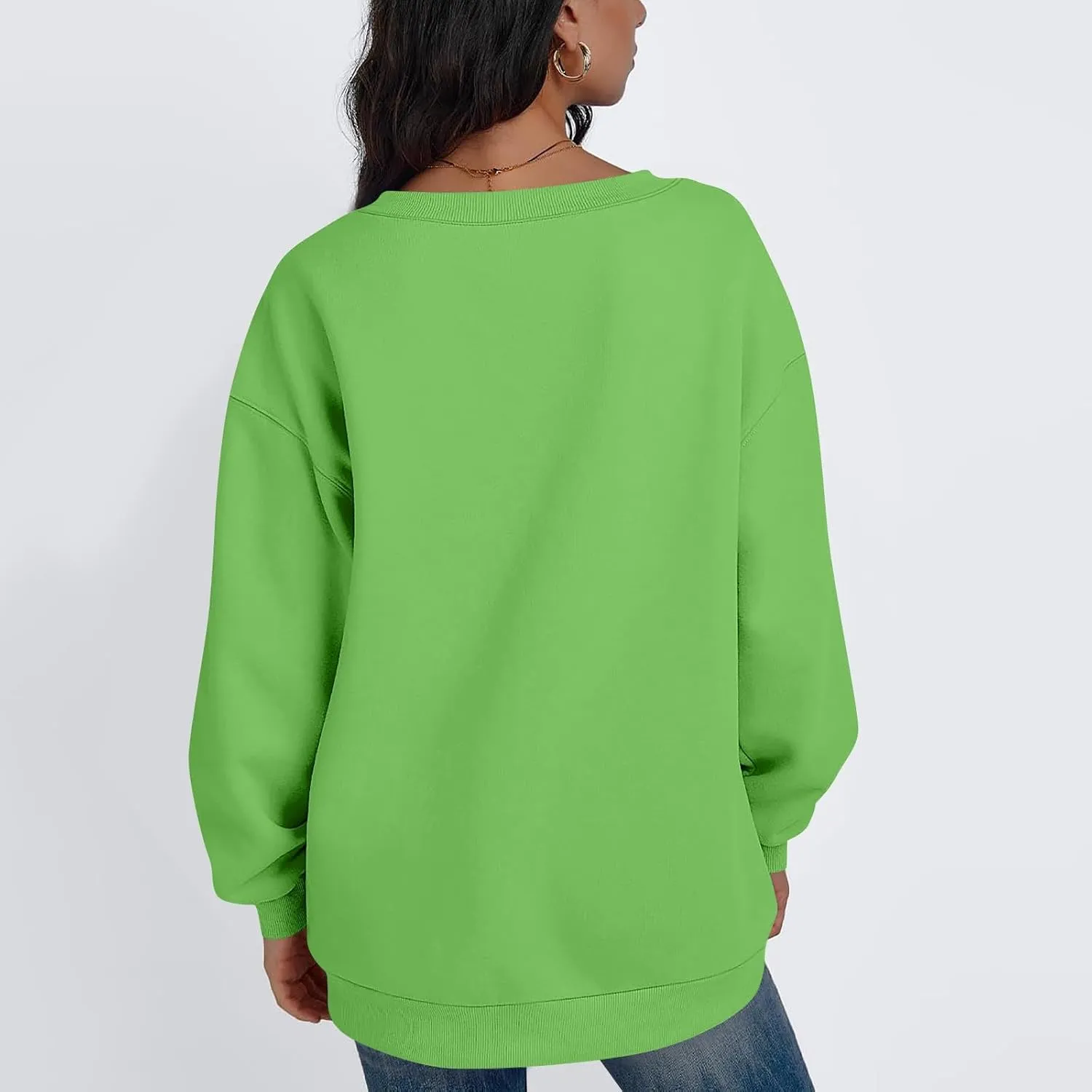 midelxp Womens Oversized V Neck Sweatshirt Trendy Casual Winter Fleece Pullover Sweaters Cute Preppy Long Sleeve Sweat Shirts