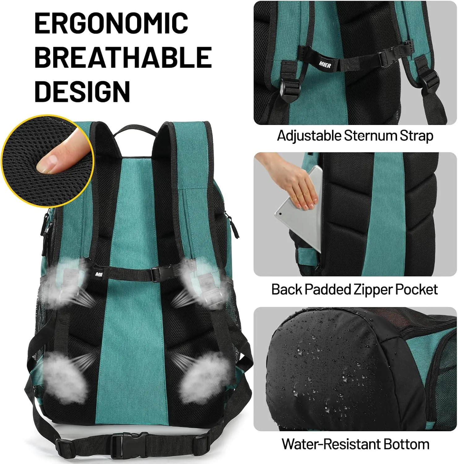 MIER Basketball Backpack Large Sports Soccer Bag with Ball/Shoes Holder for Men Women Volleyball Gym Equipment Training, 40L