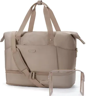Missnine Weekender Bag for Women, Foldie Travel Bag Expandable with Shoes Compartment Travel Duffel 50L Carry on Overnight Gym