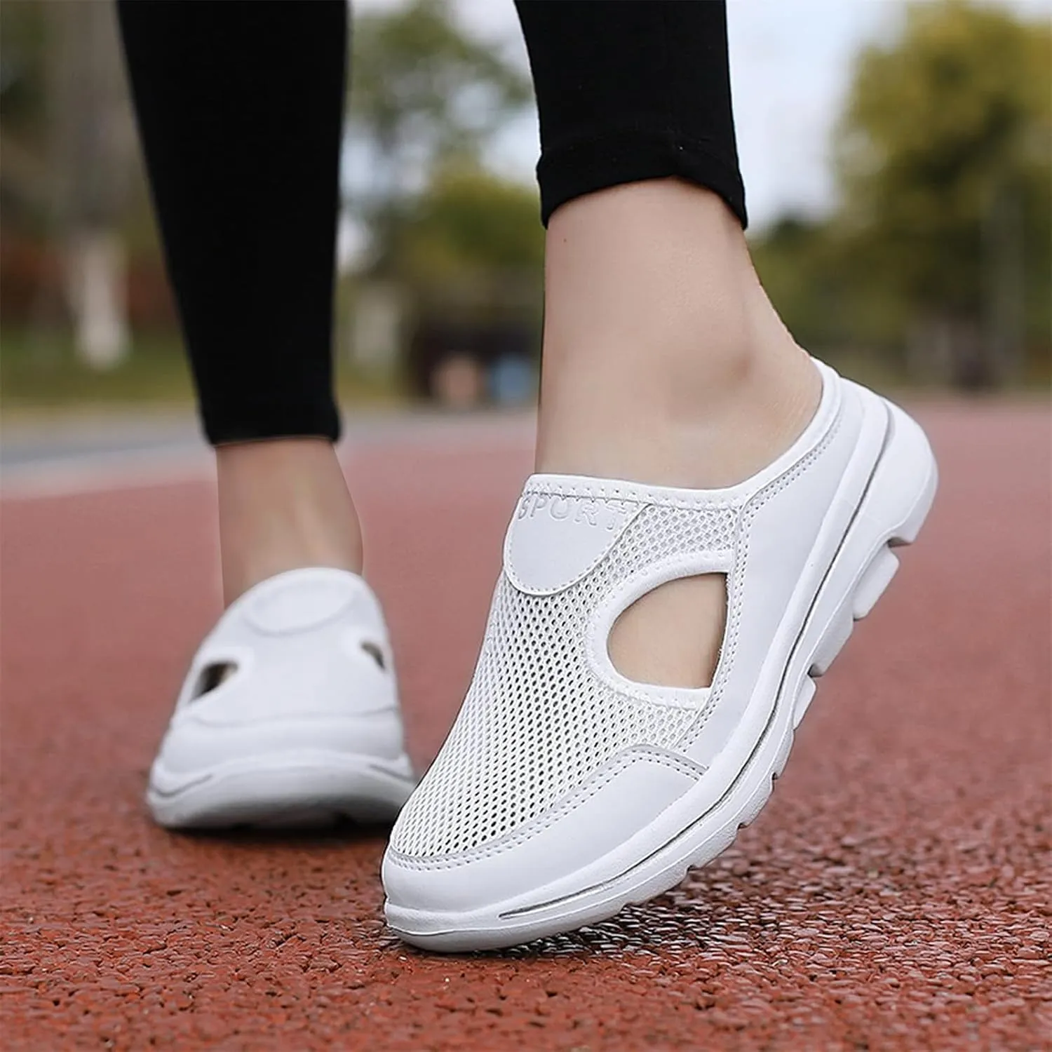 Mule Shoes for Women Summer Backless Walking Sneakers Lightweight Slip On Slippers Casual Breathable Mesh Platform Sneakers Closed Toe Slides Mules