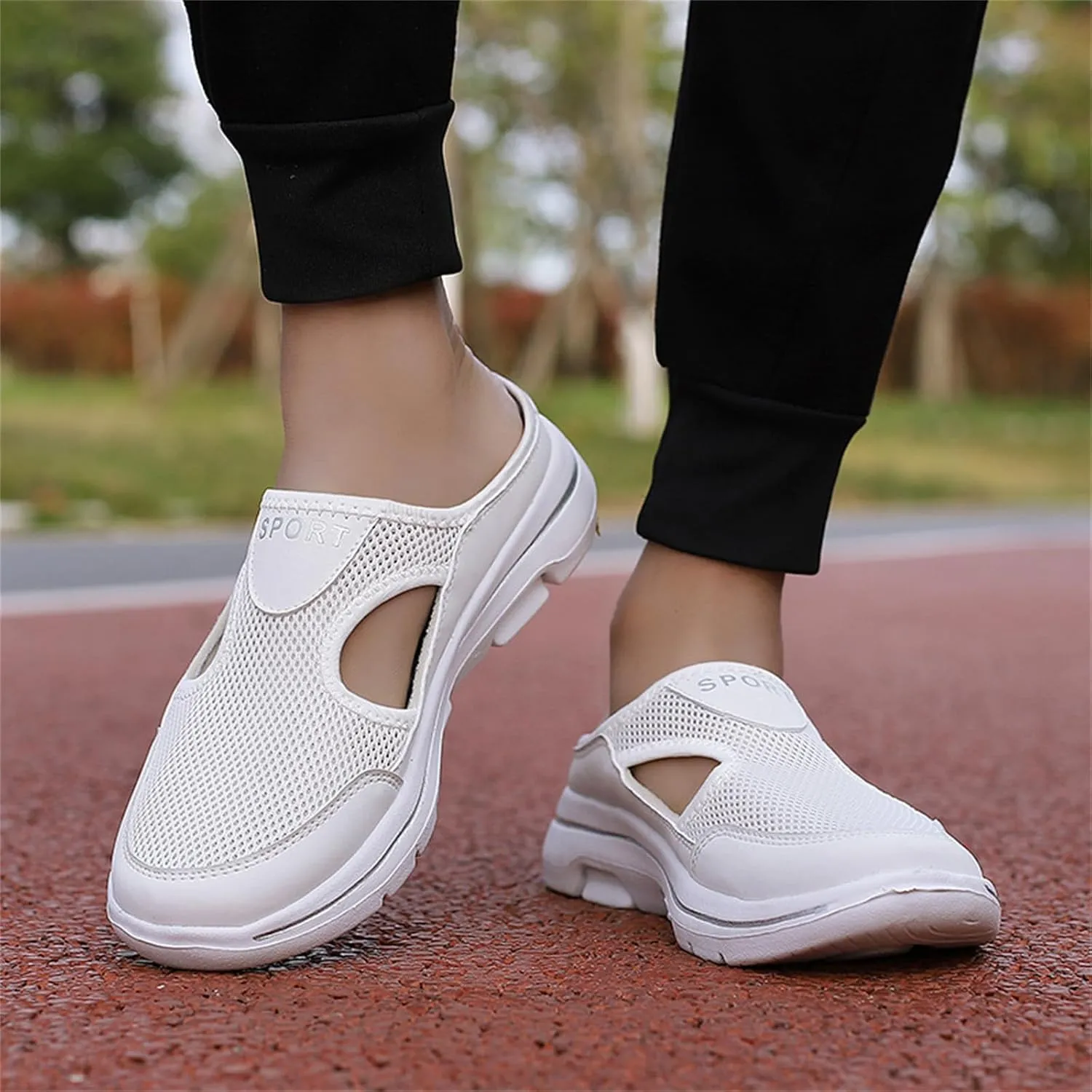 Mule Shoes for Women Summer Backless Walking Sneakers Lightweight Slip On Slippers Casual Breathable Mesh Platform Sneakers Closed Toe Slides Mules