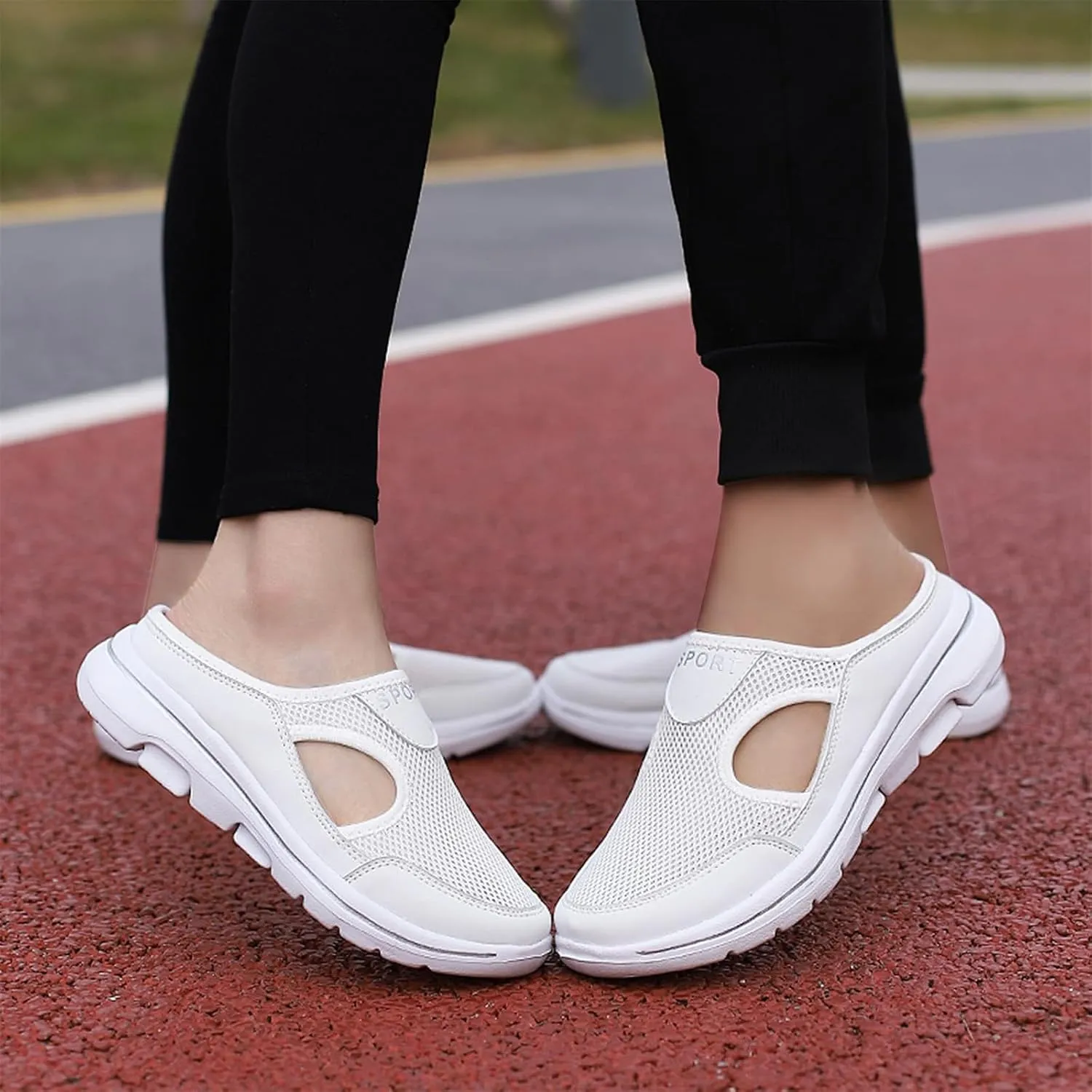 Mule Shoes for Women Summer Backless Walking Sneakers Lightweight Slip On Slippers Casual Breathable Mesh Platform Sneakers Closed Toe Slides Mules