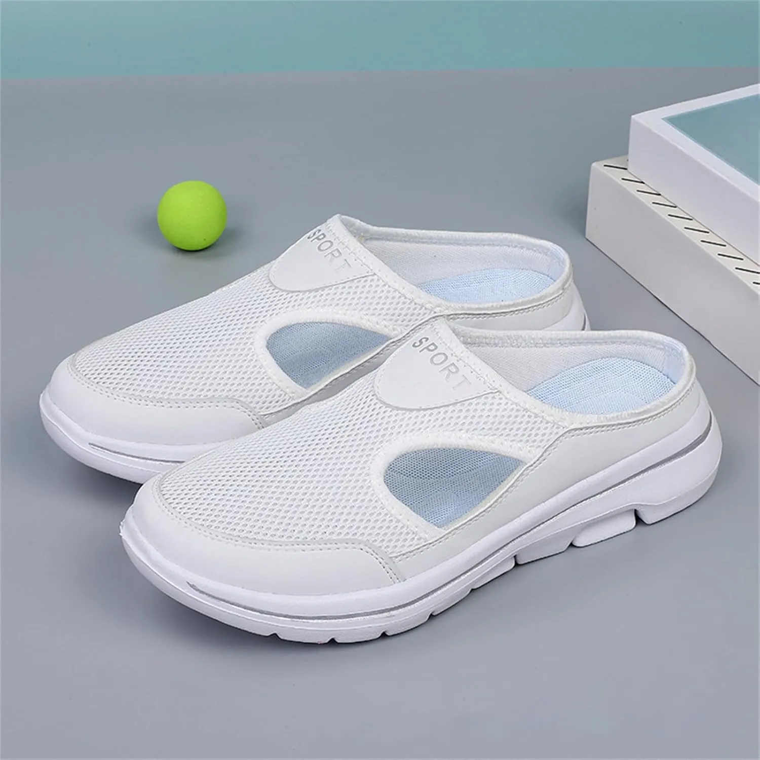 Mule Shoes for Women Summer Backless Walking Sneakers Lightweight Slip On Slippers Casual Breathable Mesh Platform Sneakers Closed Toe Slides Mules