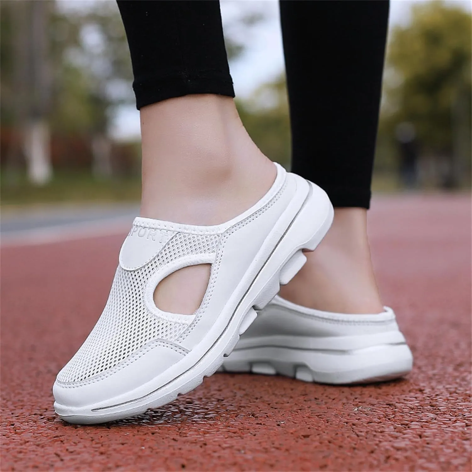 Mule Shoes for Women Summer Backless Walking Sneakers Lightweight Slip On Slippers Casual Breathable Mesh Platform Sneakers Closed Toe Slides Mules