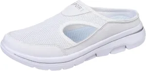 Mule Shoes for Women Summer Backless Walking Sneakers Lightweight Slip On Slippers Casual Breathable Mesh Platform Sneakers Closed Toe Slides Mules