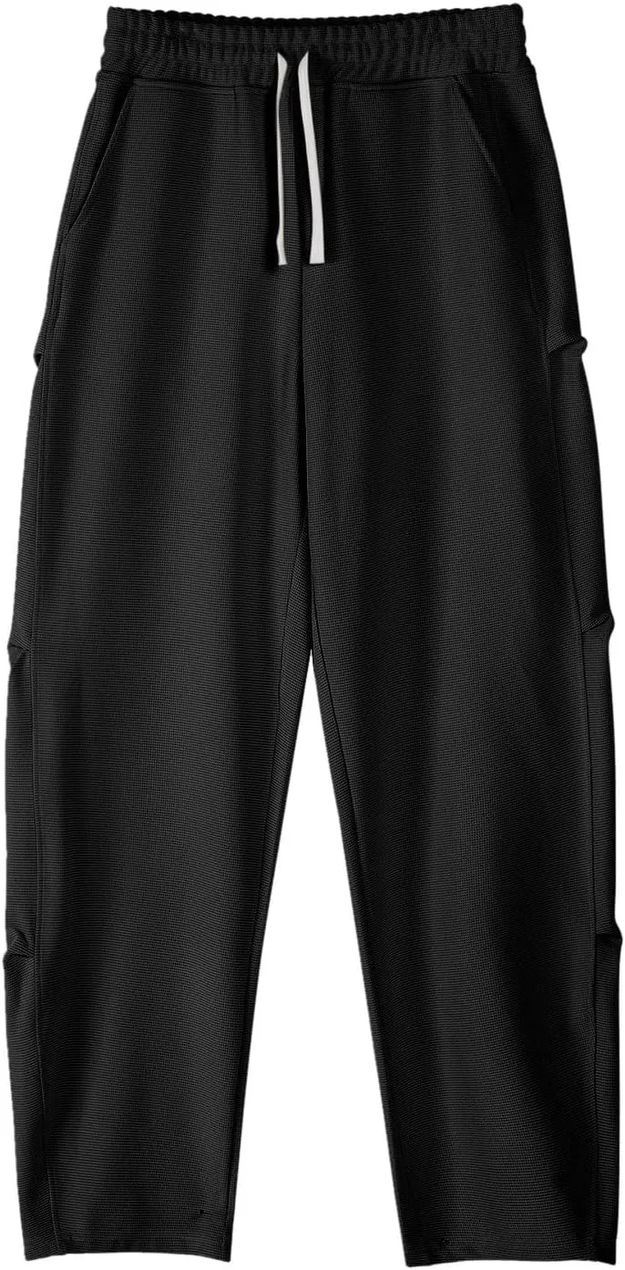 Muscularfit Mens Pants Casual Relaxed Fit Elastic Waist Drawstring Trousers Casual Solid Straight Sweatpants Outdoor Fashion