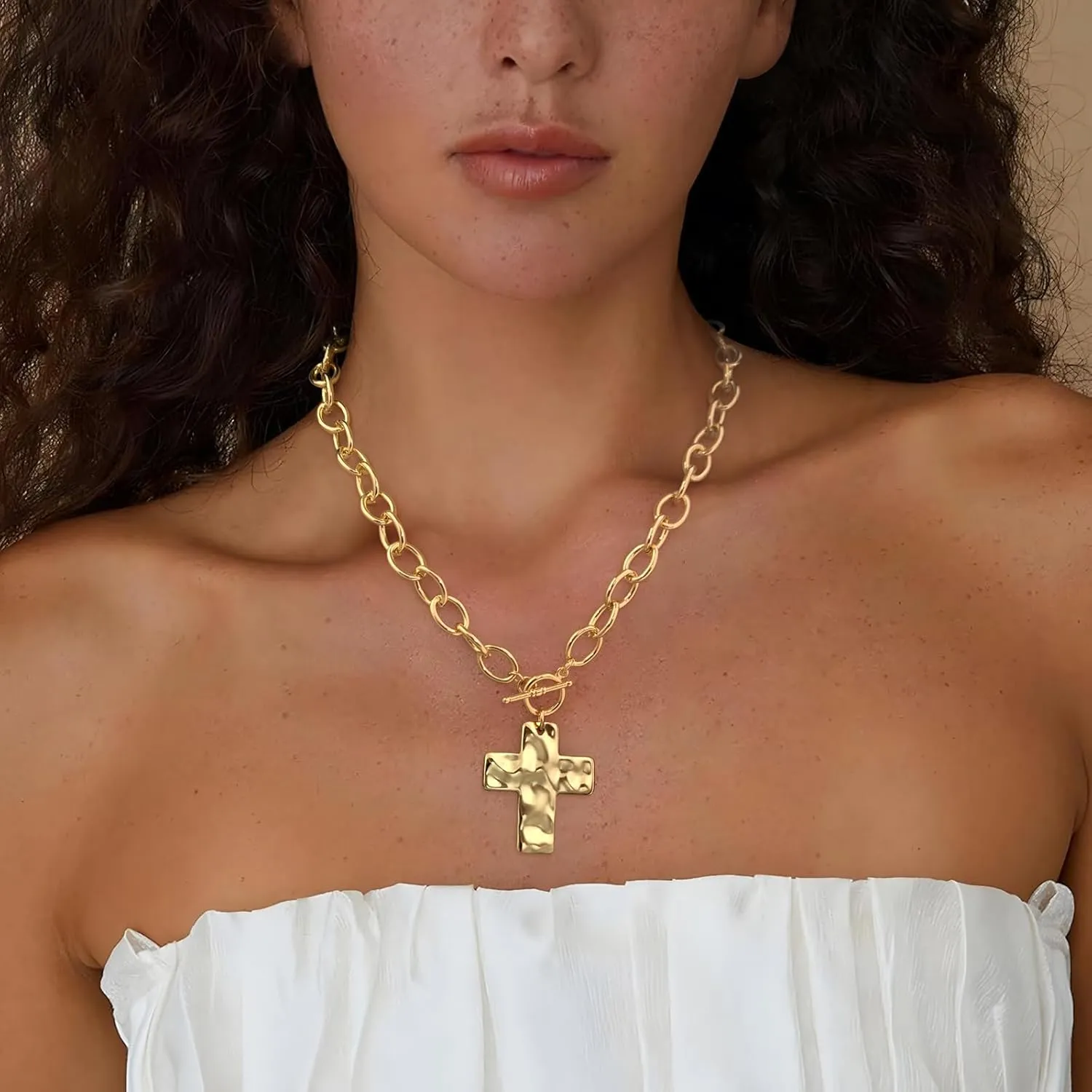 MUYAN Trendy Vintage Cross Pendant Necklace for Men Women Cross Necklace Mens Jewelry