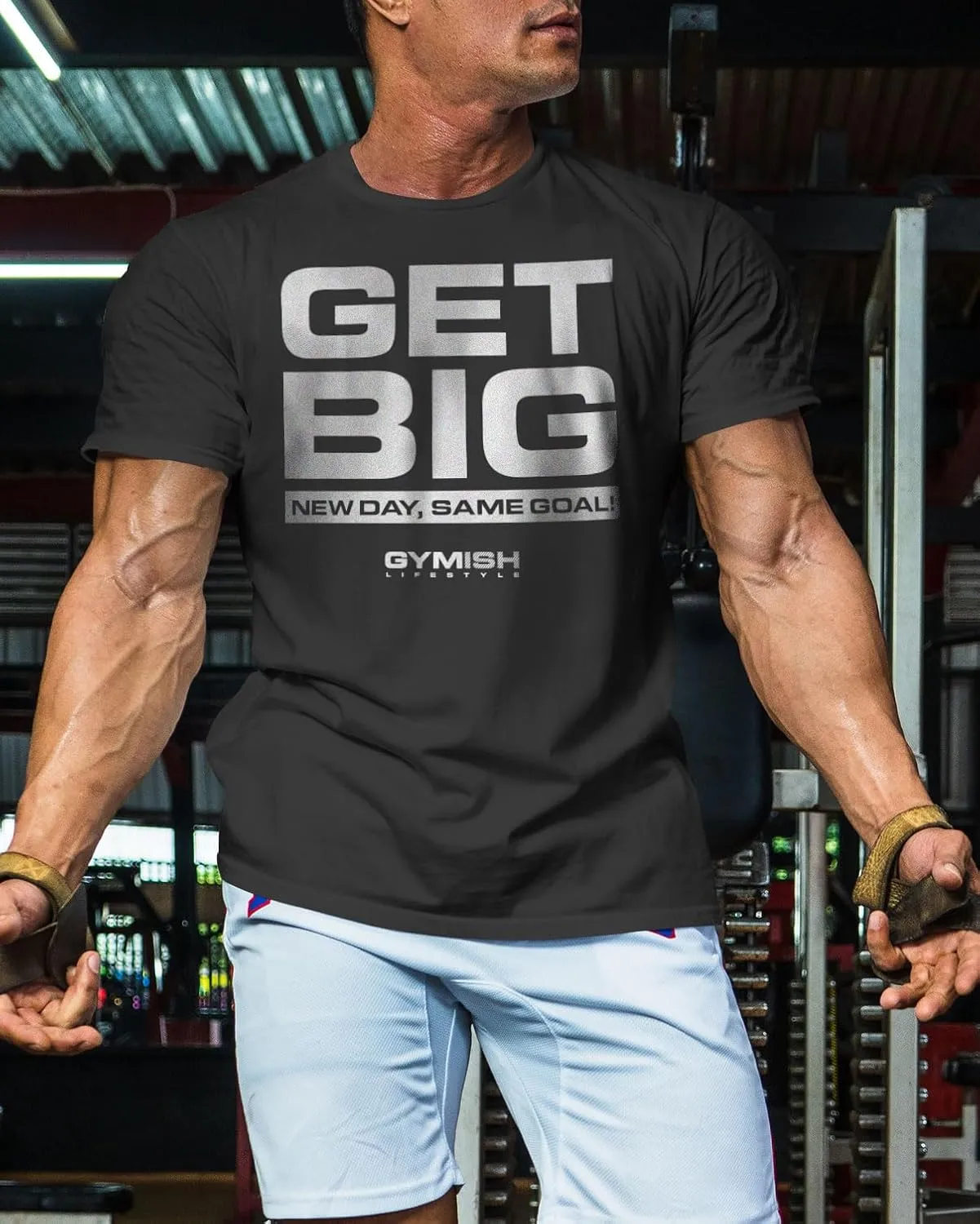 New Day Same Goal, Get Big Funny Bodybuilding Lifting T-Shirts for Men