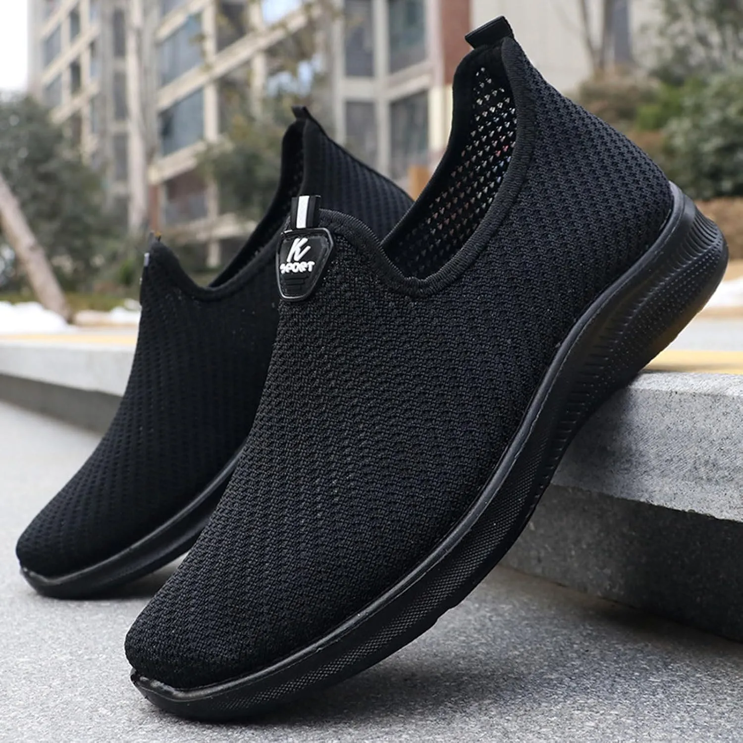 Non Slip Work Sport Shoes for Men Comfortable Breathable Lightweight Tennis Shoe Arch Support Plantar Fasciitis