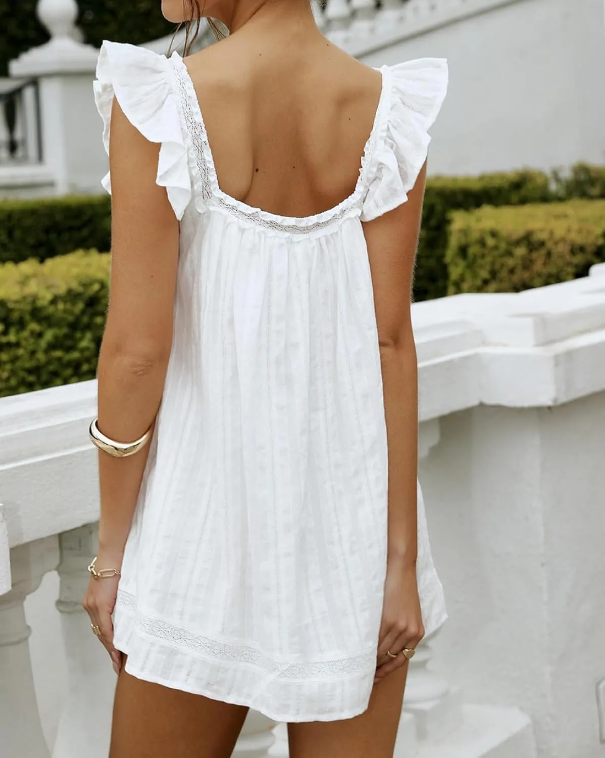 NUFIWI Sexy Women Floral Print Cutout Mini Dress Low Cut Sleeveless Boho Short Dresses Trendy Going Out Summer Dresses